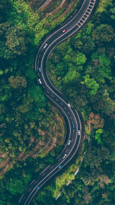 Aerial view of road