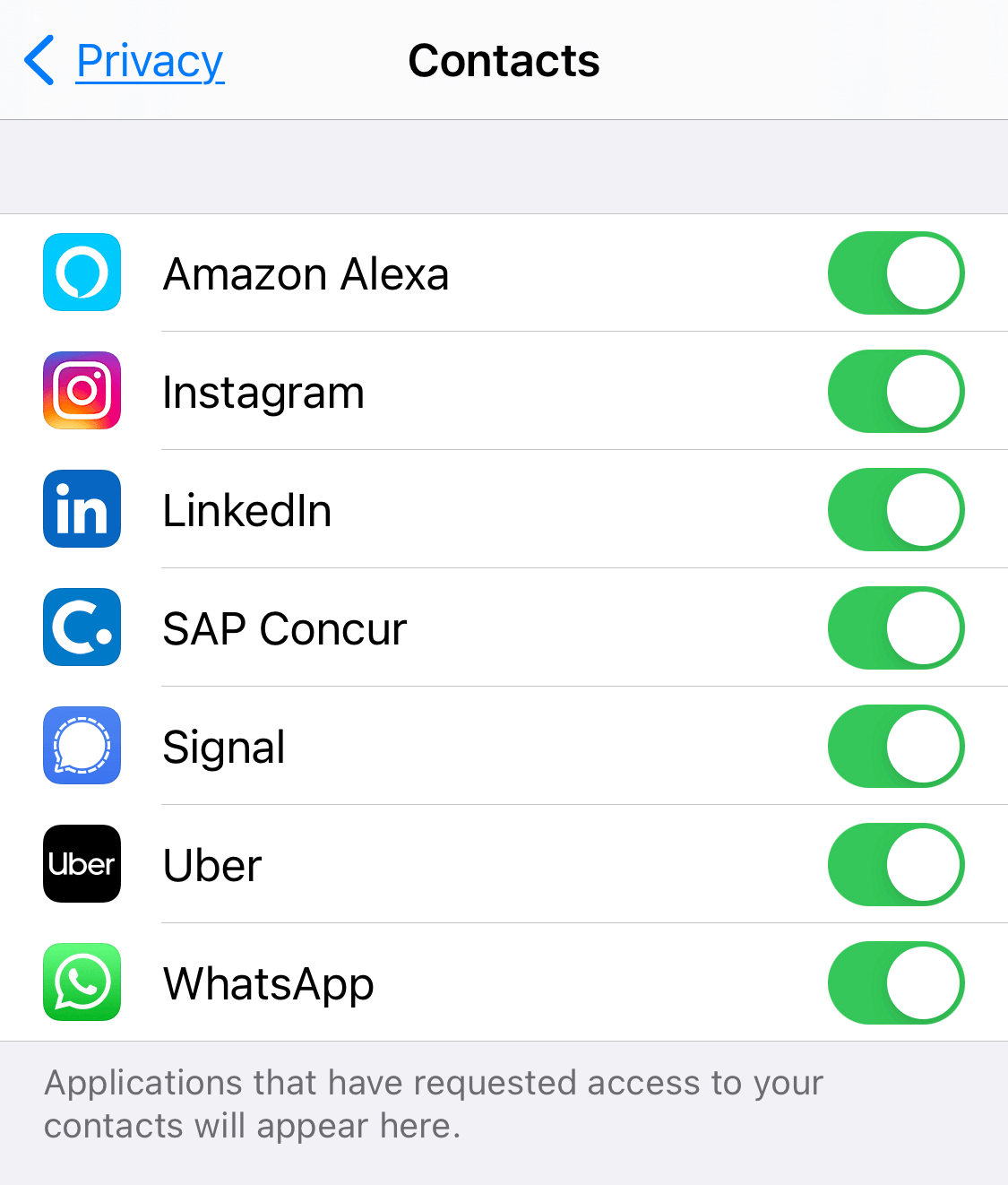 Contacts settings